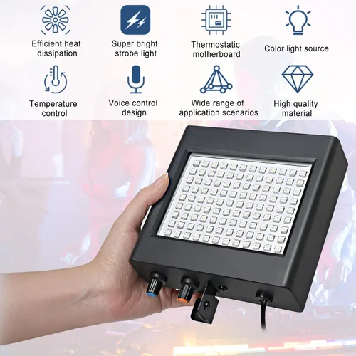 Vista 10 de Luz estroboscópica de 108 LED a todo color con control remoto para Halloween, fiesta y habitación, mini luces intermitentes Blanco (108led White)