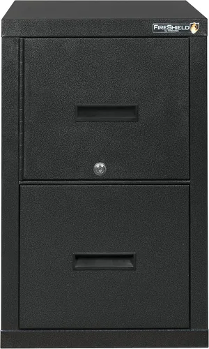 Vista 4 de FireKing® FireShield - Archivador vertical de 22 pulgadas D con 1 cajón y caja fuerte, metal, piedra negra