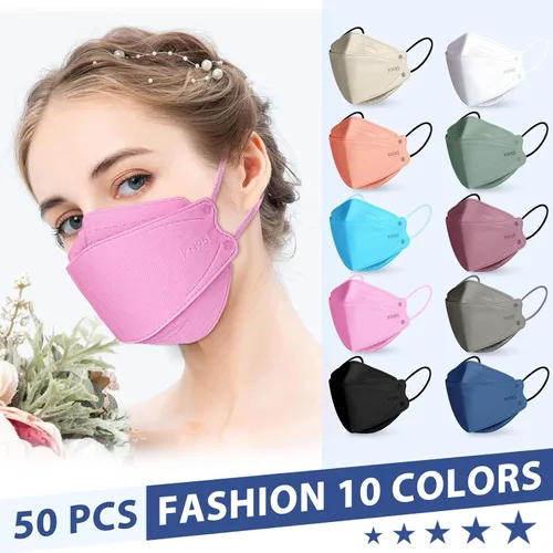 Vista 4 de FENFEN Mascarillas KN95 desechables para adultos, paquete de 50 unidades, 5 capas de protección contra el polvo, transpirable, cómodo, respirador