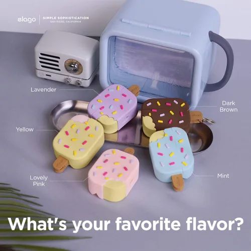 Vista 7 de elago - Funda con llavero para audífonos AirPods Pro de Apple en forma de helado.