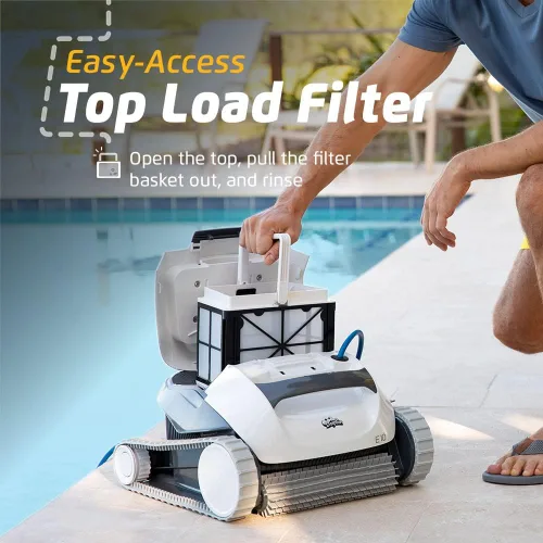 Vista 3 de Dolphin (modelo 2026) E10 - Aspiradora robótica automática para piscina, cepillo de limpieza activo, acceso a filtros de carga superior, ideal