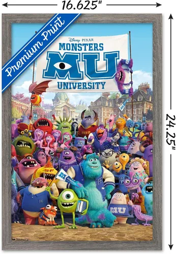 Vista 3 de Trends International Disney Pixar Monsters University - One Sheet Wall Poster, 14.725" x 22.375", Barnwood Framed Version