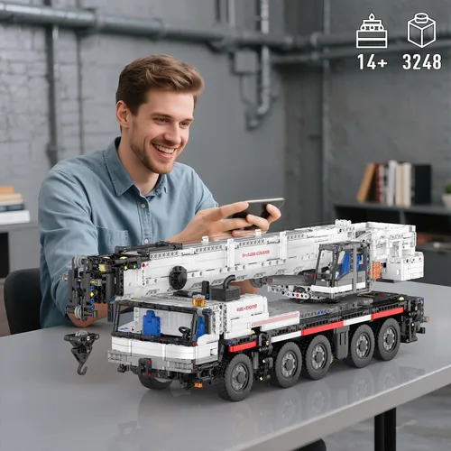 Vista 7 de Mould King Juegos de construcción de grúas de construcción, modelo de vehículo de construcción programable 17075 APP, kits de construcción de grúas