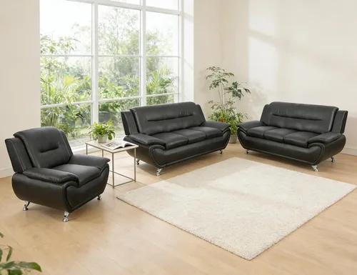 Vista 14 de Sofás de cuero para sala de estar, juego de sofá seccional, juego de 2 piezas de muebles para sala de estar, juego de sofá y sofá biplaza