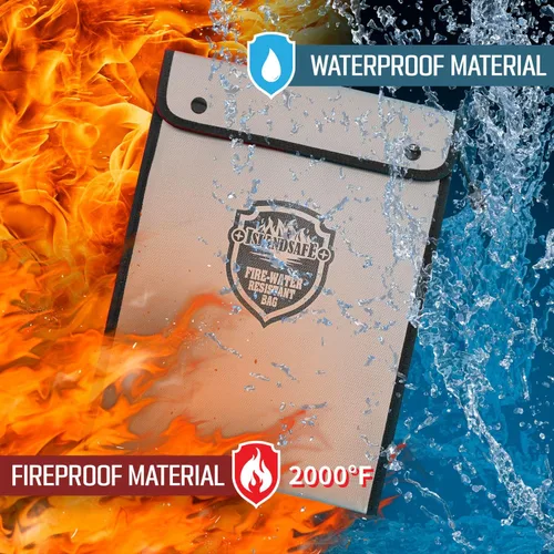 Vista 2 de Bolsa de documentos ignífuga, bolsillo impermeable con cierre de cremallera, bolsa de almacenamiento para objetos de valor, archivo de documentos A4