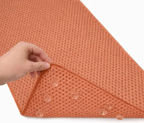 Vista 7 de Alfombra antideslizante para bañera, extragrande, de 36 x 17 pulgadas, con ventosas y orificios de drenaje, espuma suave, lavable a máquina