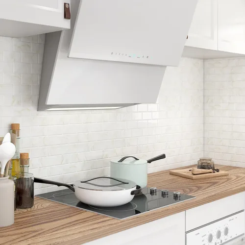 Vista 2 de Livelynine 16 Azulejos de Oro de Mármol Despegar y Pegar Salpicaduras para Cocina Adhesivos de Azulejos de Pared para Baño Salpicaduras Impermeables