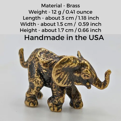 Vista 3 de Figura de elefante bebé hecha a mano, pequeña escultura de elefante coleccionable, adorno en miniatura de metal pequeño animal de la selva