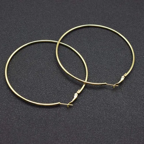 Vista 4 de Aretes de aro de baloncesto hipoalergénicos extra grandes para mujeres y hombres, aretes de aro finos grandes