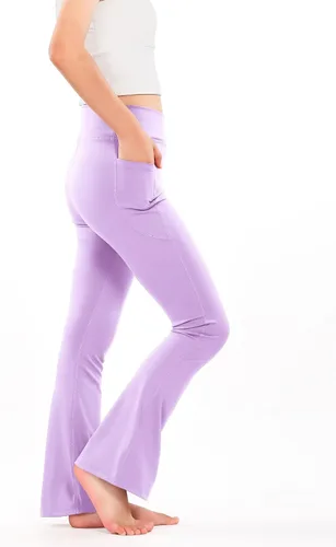 Vista 2 de HASMES Leggings acampanados para niñas, pantalones de yoga con cintura alta, pantalones casuales de baile, pantalones deportivos para niños