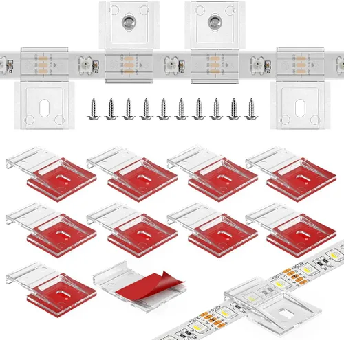 Vista 8 de TYMXGHF Clips de tira de luz transparentes, autoadhesivos con soporte de montaje de tornillos, 20 clips de fijación LED fuertes y tornillos
