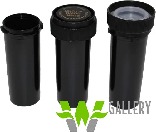 Vista 5 de W Gallery 75 Black 60 Dram Reversible Cap – Frascos herméticos a prueba de olores – Botellas de plástico de grado médico para píldoras, hierbas