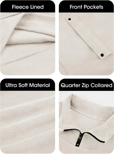 Vista 6 de Fisoew Sudaderas con cremallera de un cuarto para mujer, forro polar, media cremallera, manga larga, cuello alto
