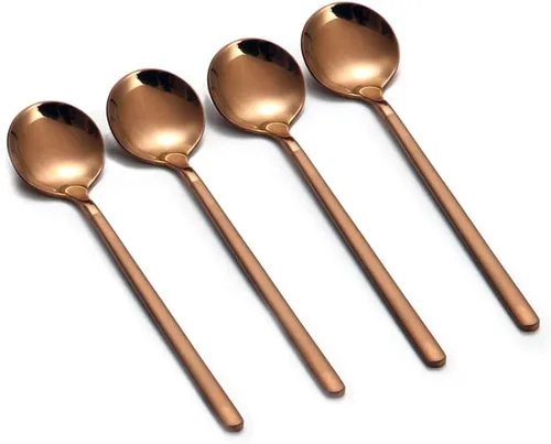 Vista 11 de Juego de 8 mini cucharas de café expreso de 5.3 pulgadas con mango esmerilado negro mate de acero inoxidable para postre té, helado, pastel