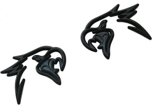 Vista 4 de Par de emblemas de repuesto HELLHAWK personalizados para puerta de guardabarros Trackhawk, insignia 3D, cabeza estilo Hellcat (negro brillante)