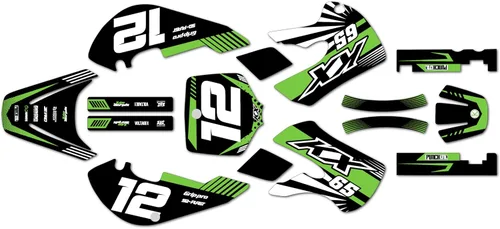 Vista 4 de Kit de gráficos para Kawasaki KX65 (1999-2024) serie FASTHOUSE gris 9 mil - Easy Go - Calcomanías para motocicleta Dirt Pit Bike Motocicleta