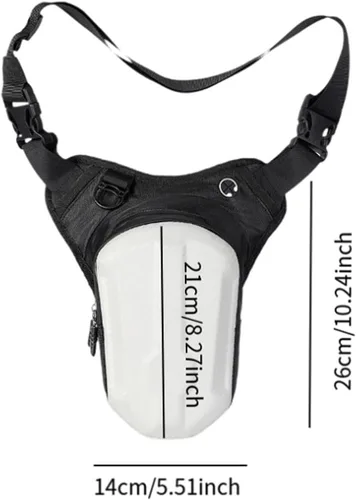 Vista 4 de Bolsa de muslo para motocicleta, bolsa de poliuretano termoplástico impermeable, hebilla resistente, correa ajustable para las piernas, cierre