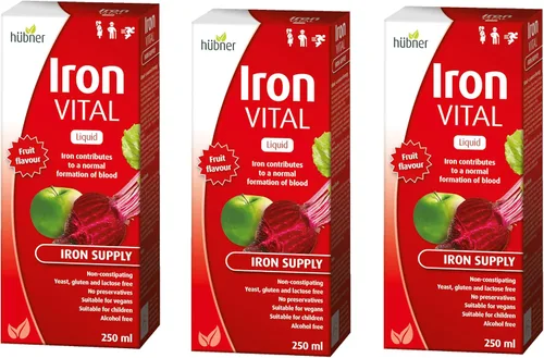 Vista 10 de hübner Iron Vital Suministro de hierro líquido más vitamina C, suplemento dietético para adultos y niños, vegano y sin gluten, sabor a fruta, caja