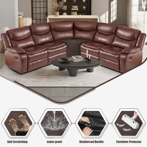 Vista 2 de KinCam Fundas impermeables para sofá modular reclinable, fundas de sofá reclinable de gran tamaño para sofá en forma de L, funda de sofá Chocolate