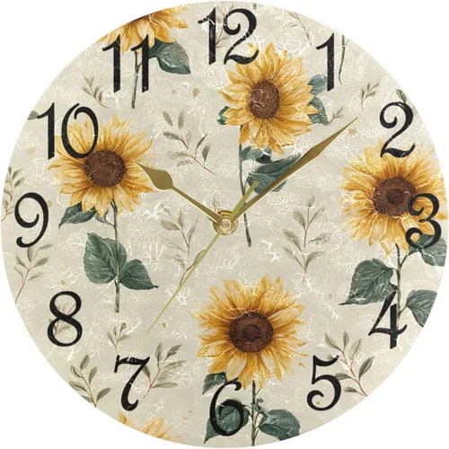 Vista 8 de Reloj de pared rústico retro con puerta de granero de madera, marrón, azul, funciona con pilas, silencioso, sin tictac, 10 pulgadas, reloj de mesa