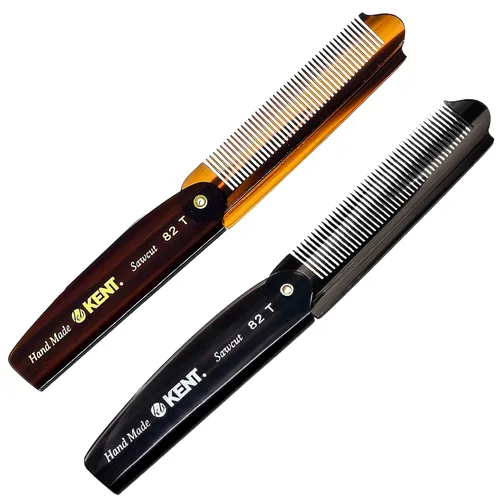 Vista 12 de Kent 82T Peine plegable hecho a mano para hombres, peine de pelo de dientes finos para el cuidado diario del cabello, barba o bigote, uso seco