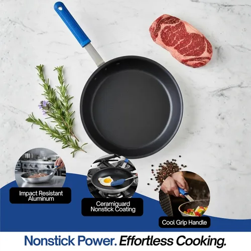 Vista 5 de Vollrath Wear-Ever CeramiGuard II sartén para freír con mango, Plateado