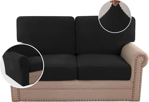 Vista 46 de H.VERSAILTEX Fundas elásticas para sillas de varias piezas, fundas para cojines ajustables para asiento y respaldo