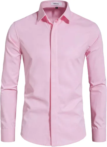 Vista 11 de Camisas de vestir de manga larga para hombre Negro