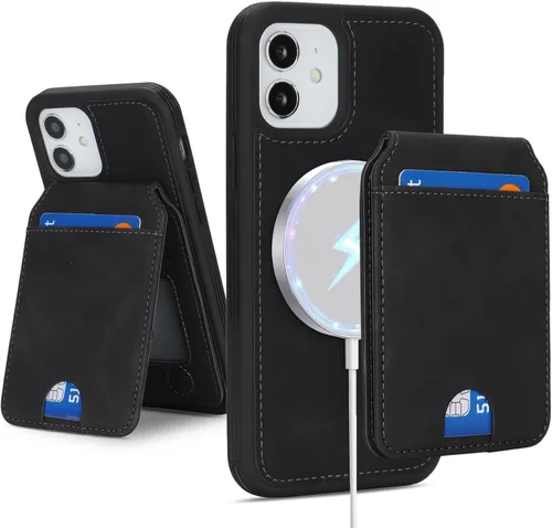 Vista 11 de Havaya Funda para iPhone 12 y 12 Pro compatible con cartera MagSafe con tarjetero - Funda magnética desmontable 2 en 1 - Ranuras para tarjetas