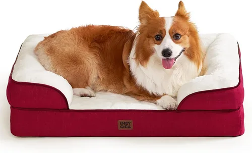Vista 120 de EHEYCIGA – Cama ortopédica impermeable para perros pequeños, de espuma viscoelástica tipo caja de huevos, con bordes elevados y base antideslizante