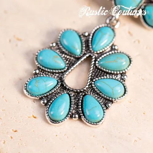Vista 4 de Pendientes de turquesa occidental de Rustic Couture para mujer, joyería de país occidental