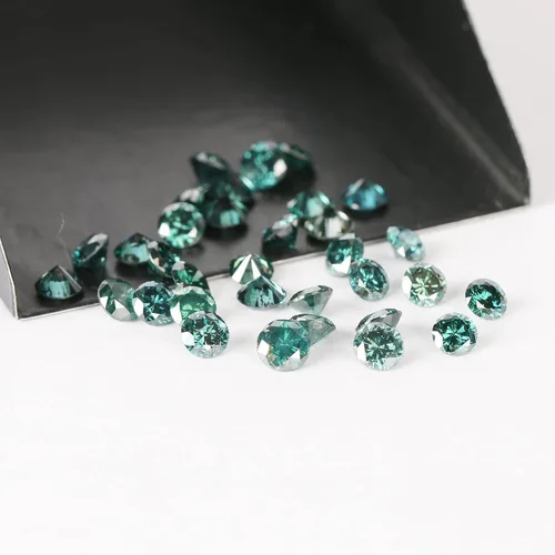 Vista 3 de Lote redondo de diamantes sueltos naturales SI1SI2 Clarity Blue-Green Color 100 diamantes reales Lote