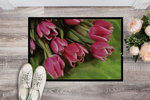 Vista 2 de Caroline's Treasures APH5048JMAT - Felpudo de tulipanes rosados de 24 x 36 pulgadas, para interiores y exteriores, para entrada, antideslizante