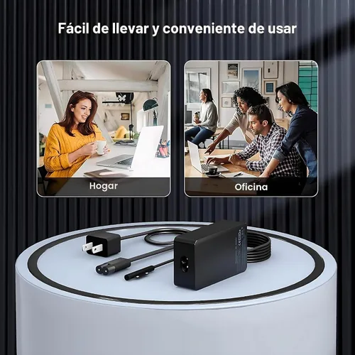 Vista 4 de YURCIPWE Cargador Surface Pro de 65 W, Surface Laptop Charger compatible con Microsoft Surface Pro 11/10/9/8/7+/7/6/5/4/X, Surface Laptop 7/6/5/4