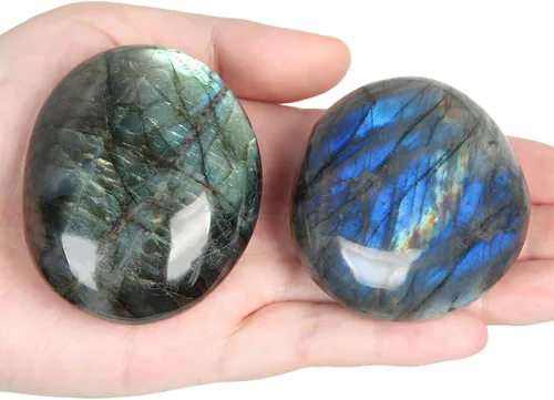 Vista 8 de Piedra de palma de turmalina negra, 2 piedras energéticas de bolsillo de turmalina negra, piedra de preocupación de cristal curativo suave Turmalina