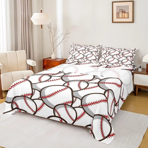 Vista 6 de Castle Fairy Juego de sábanas de béisbol tamaño twin, béisbol 3D para niños y jóvenes juego deportivo de pelota, juego de decoración de ropa de cama