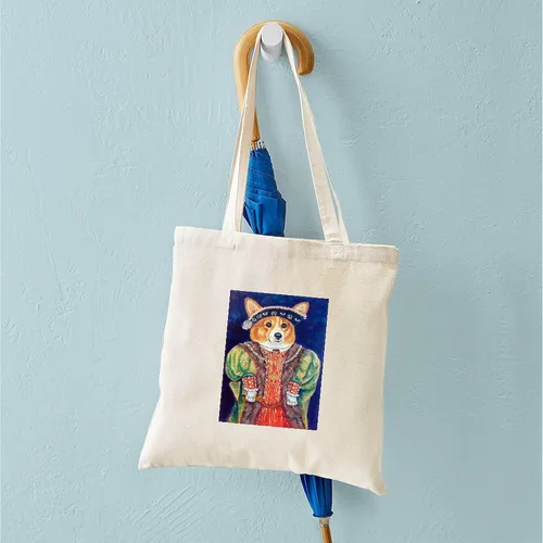 Vista 4 de CafePress Corgi King Tote Bag Bolsa de lona natural, bolsa de compras reutilizable