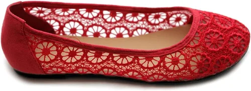 Vista 3 de Ollio Zapato de ballet para mujer con encaje floral transpirable y plano