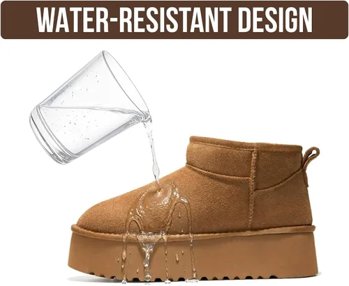 Vista 6 de Project Cloud - Botines de piel 100% auténtica para mujer, botas de plataforma Castaño