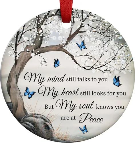 Vista 10 de Adornos de Navidad conmemorativos, colibrí "Un alma hermosa nunca se olvida", adornos para árbol de Navidad, adorno de Navidad de duelo, regalos
