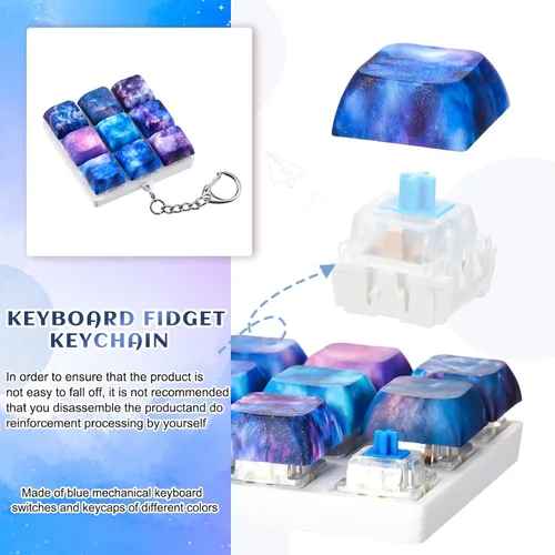 Vista 3 de Taiyin 1 llavero con teclado para ansiedad con sonido satisfactorio para aliviar el estrés, teclado mecánico de descompresión ASMR, juguete