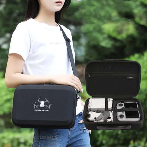 Vista 2 de Estuche de transporte para DJI Mini 4 Pro/Mini 3 Pro/3 Drone Fly More Combo Accesorios Bolsa de almacenamiento Estuche de viaje duro con correa