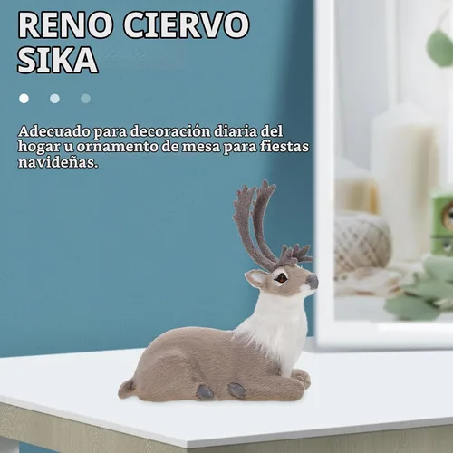 Vista 2 de HOMSFOU Figuras de reno de Navidad Figuras realistas de ciervos