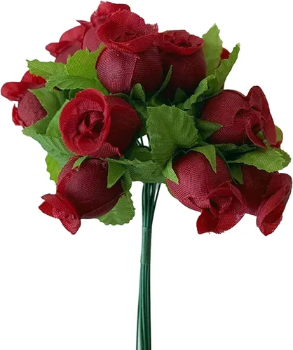 Vista 7 de GiftWrap Etc. Rosas artificiales de seda verde manzana, 12 mini ramos de 12 capullos de rosa, 144 capullos de rosa en total, boda, recepción