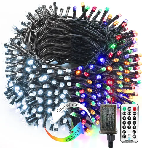 Vista 20 de Brizled Outdoor Christmas Tree Lights, 65.67 ft 200 LED Indoor String Light Blanco cálido y multicolor