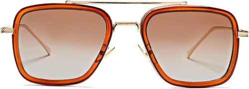 Vista 3 de DeBuff Tony Stark Gafas de sol de marco de metal cuadrado polarizadas UV400