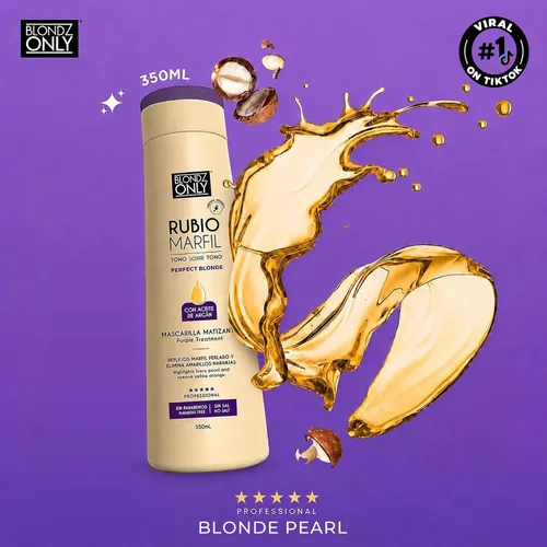 Vista 5 de Mascarilla tonificante púrpura para el cabello, elimina el cobrizo, neutraliza los tonos amarillos y naranjas, Rubio Marfil Rubio Rubio Perla
