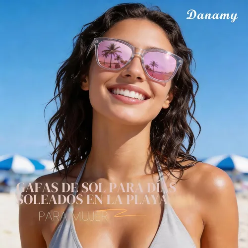 Vista 2 de DANAMY Gafas de sol polarizadas para mujer y hombre, protección UV A1- rosa