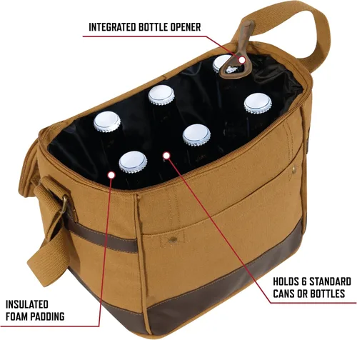 Vista 3 de Rothco Canvas Insulated Cooler Bag - Keep Drinks Cold On The Go