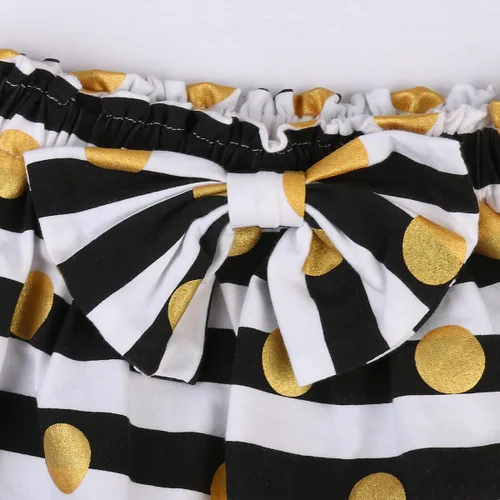 Vista 7 de Conjunto de vestido para niña con faldas a rayas y lazo